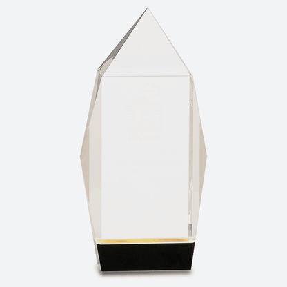 Clear Crystal Facet Rectangle on Black Base