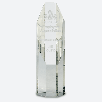 Clear Octagon Slant-Top Crystal Tower
