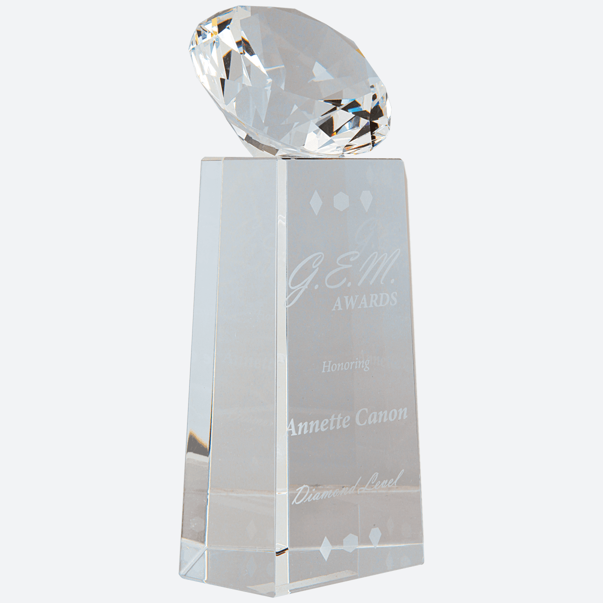 Crystal Diamond on Clear Crystal Pedestal