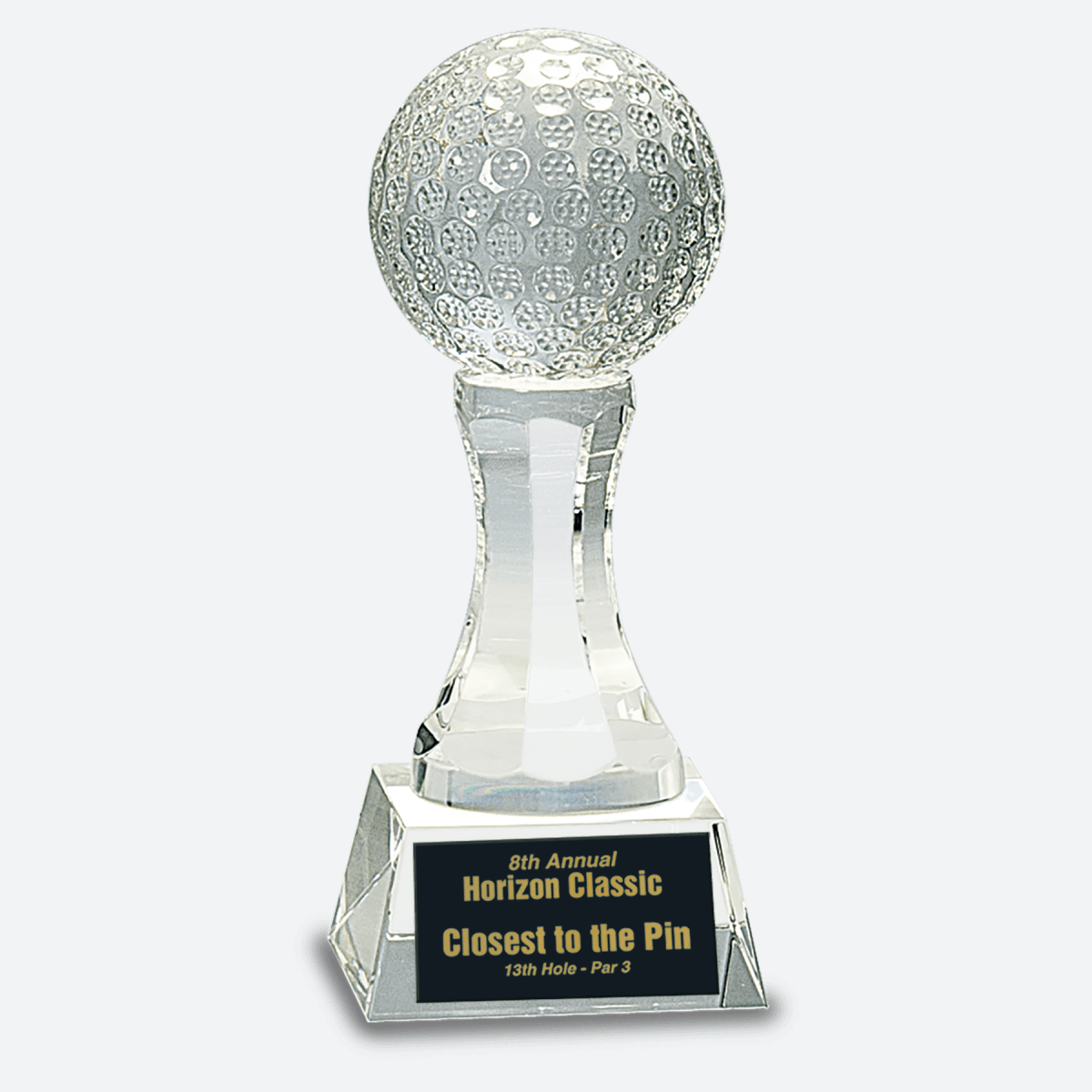 Crystal Golf Ball on Clear Pedestal Base