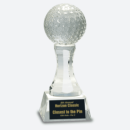 Crystal Golf Ball on Clear Pedestal Base