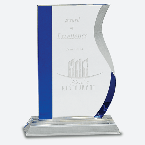 Blue Edge Crystal Wave on Clear Base