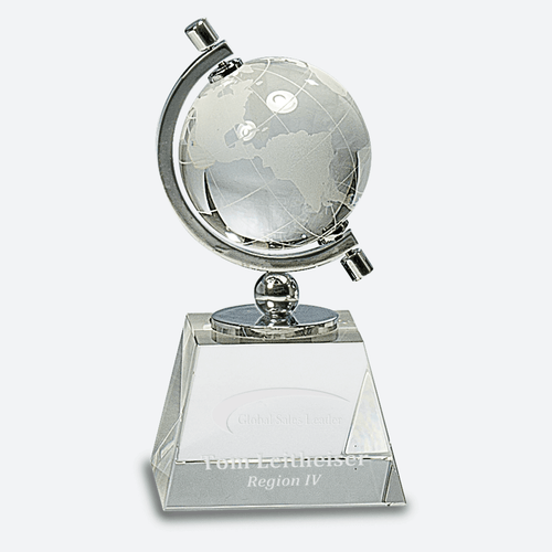 Crystal Spinning Globe on Clear Base