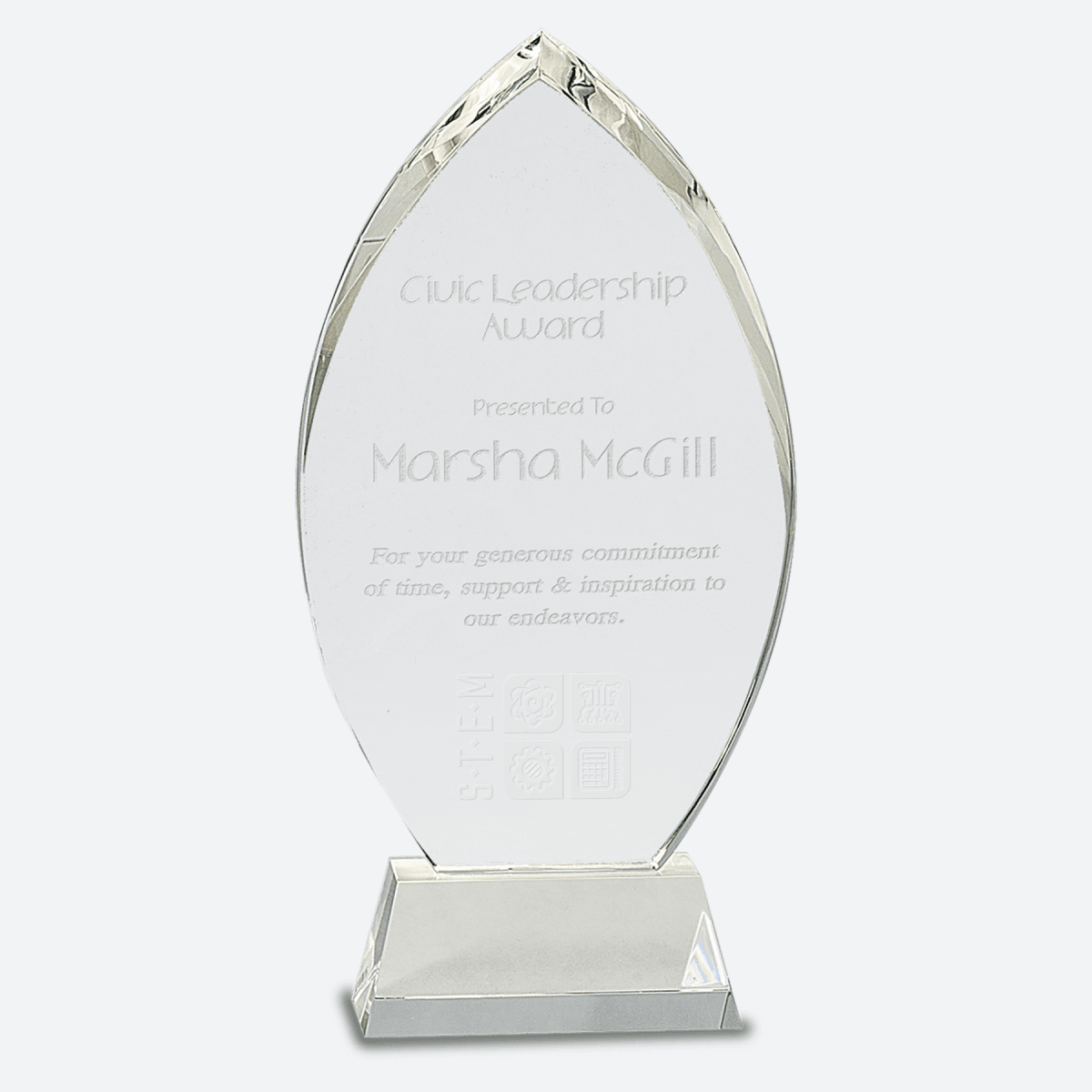 Crystal Oval on Clear Base