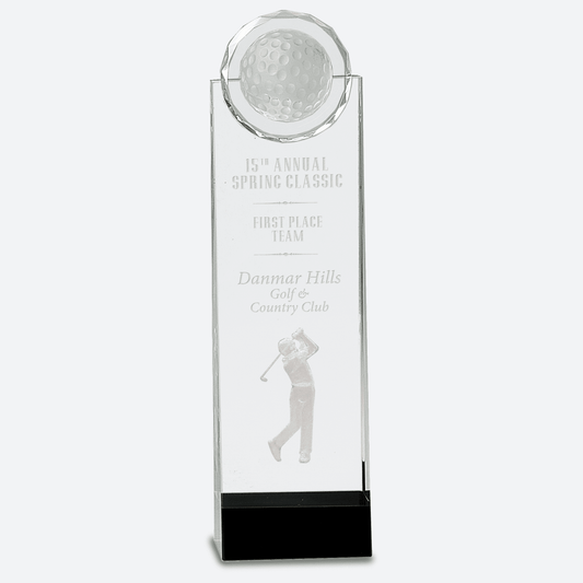 Clear and Black Crystal Standup with 3D Golfer