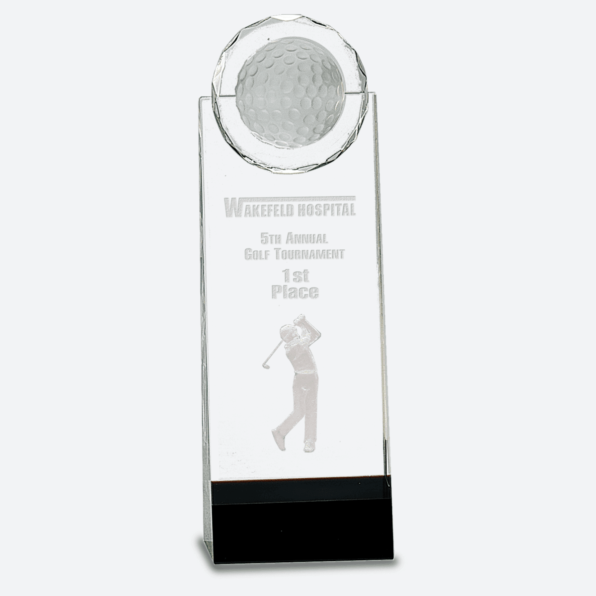 Clear and Black Crystal Standup with 3D Golfer