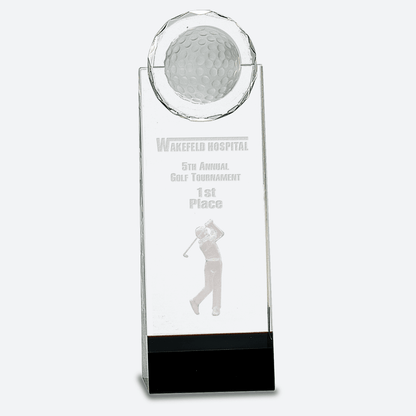 Clear and Black Crystal Standup with 3D Golfer