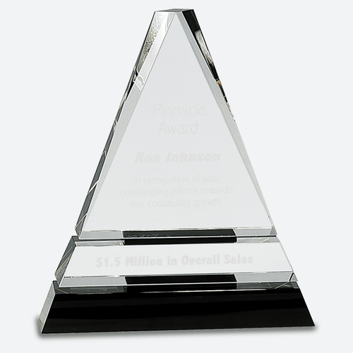 Clear Crystal Triangle on Black Crystal Pedestal Base