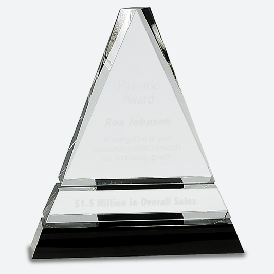 Clear Crystal Triangle on Black Crystal Pedestal Base