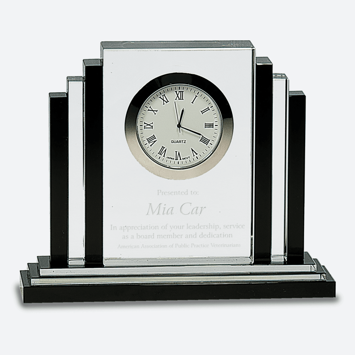 Clear Crystal with Clock and Black Crystal Trim