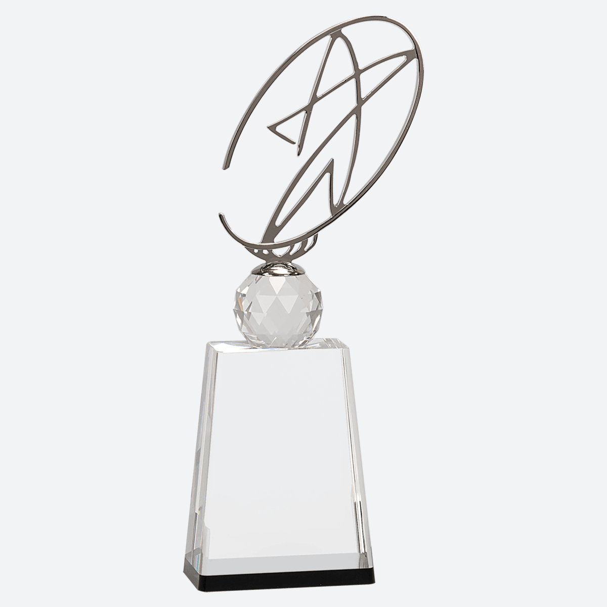 Clear and Black Crystal Award with Silver Metal Oval Star