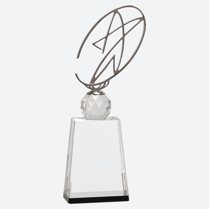 Clear and Black Crystal Award with Silver Metal Oval Star