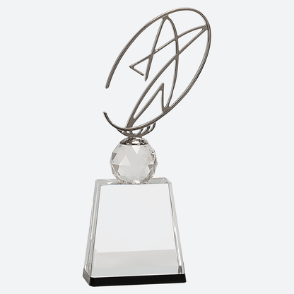 Clear and Black Crystal Award with Silver Metal Oval Star