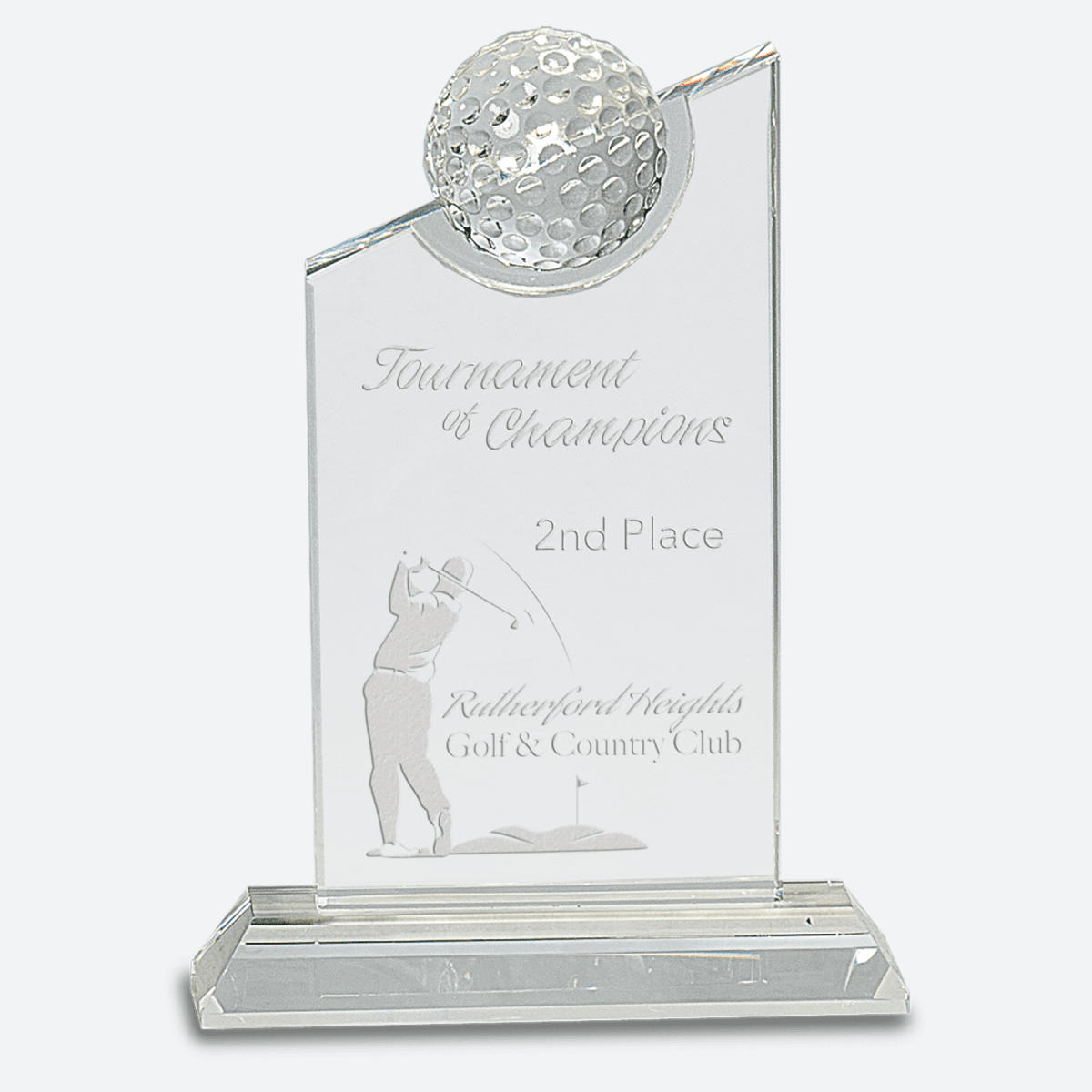 Clear Crystal with Inset Crystal Golf Ball on Clear Base