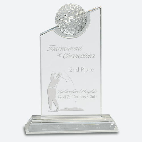 Clear Crystal with Inset Crystal Golf Ball on Clear Base