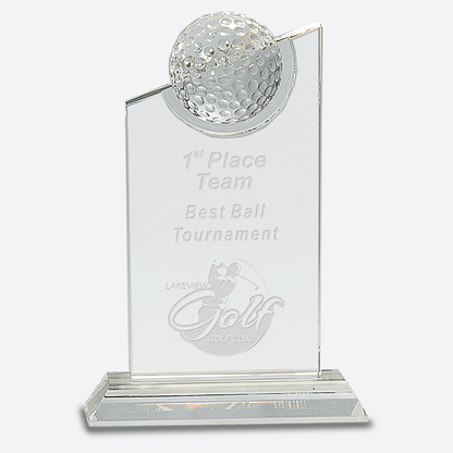 Clear Crystal with Inset Crystal Golf Ball on Clear Base