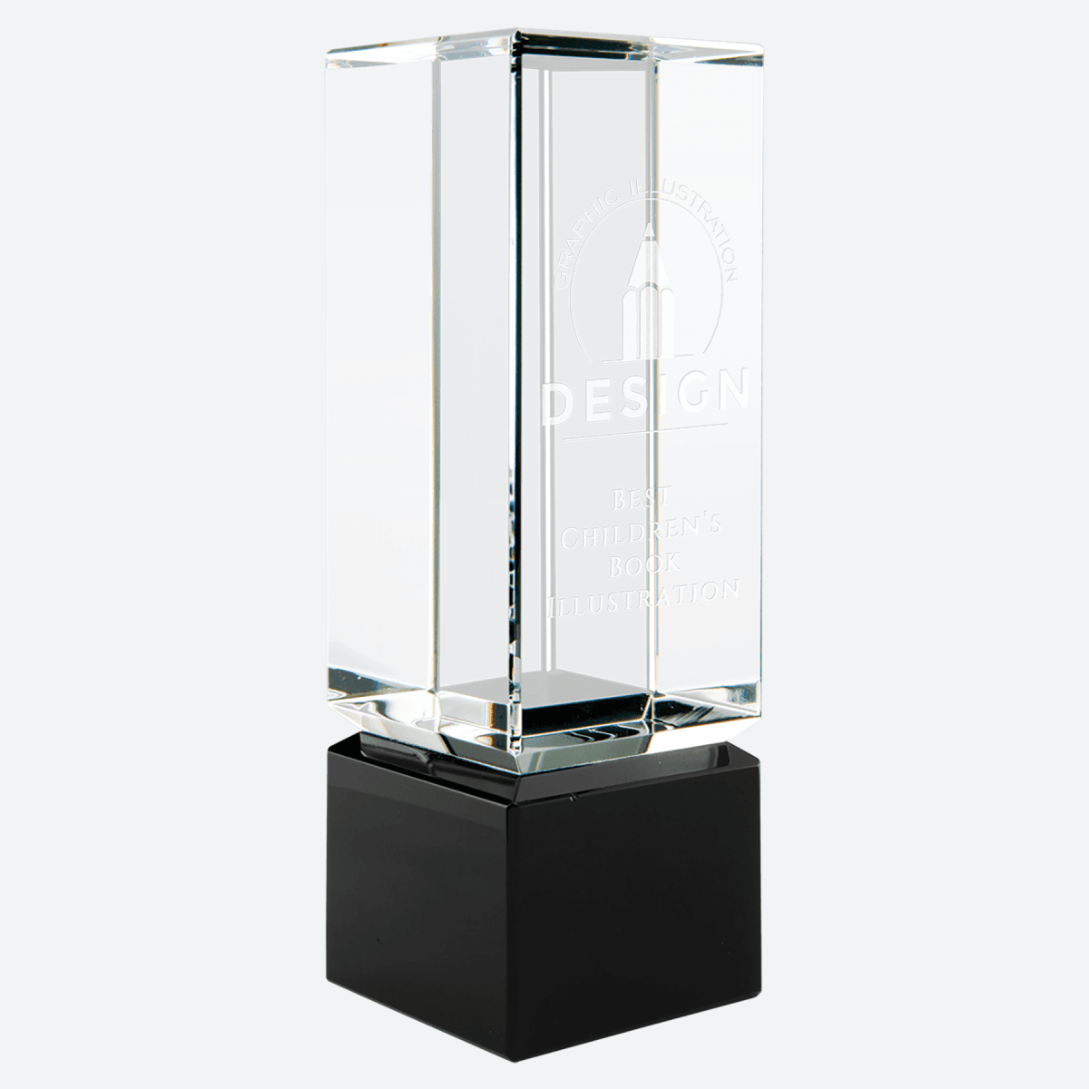 Clear Crystal Block on Black Crystal Base