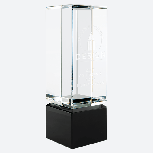 Clear Crystal Block on Black Crystal Base