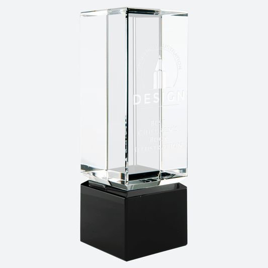Clear Crystal Block on Black Crystal Base