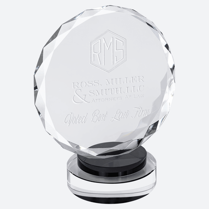 Round Facet Crystal on Black and Clear Round Base