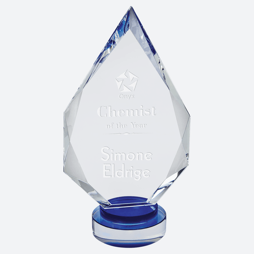 Diamond Crystal on Blue and Clear Round Base