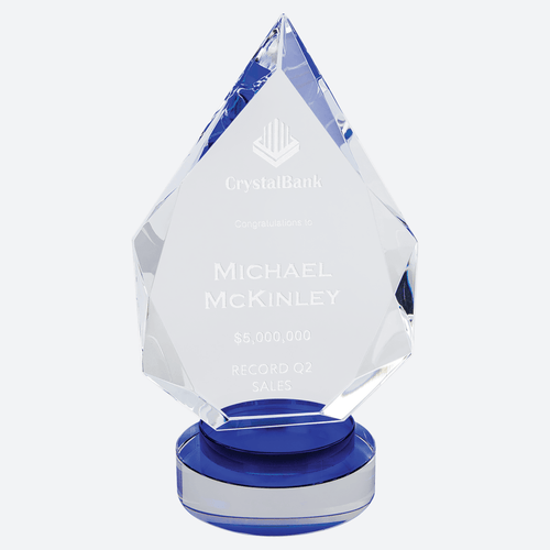 Diamond Crystal on Blue and Clear Round Base