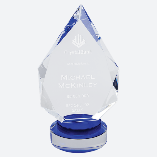 Diamond Crystal on Blue and Clear Round Base