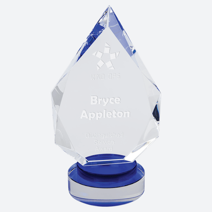 Diamond Crystal on Blue and Clear Round Base