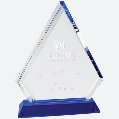 Crystal Diamond on Blue Pedestal Base