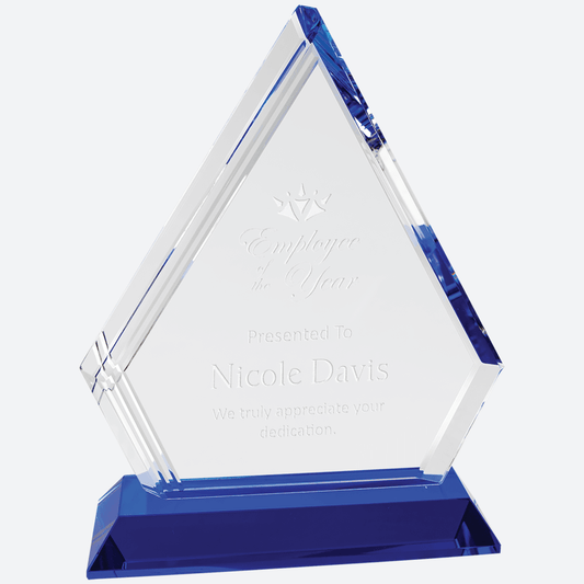 Crystal Diamond on Blue Pedestal Base