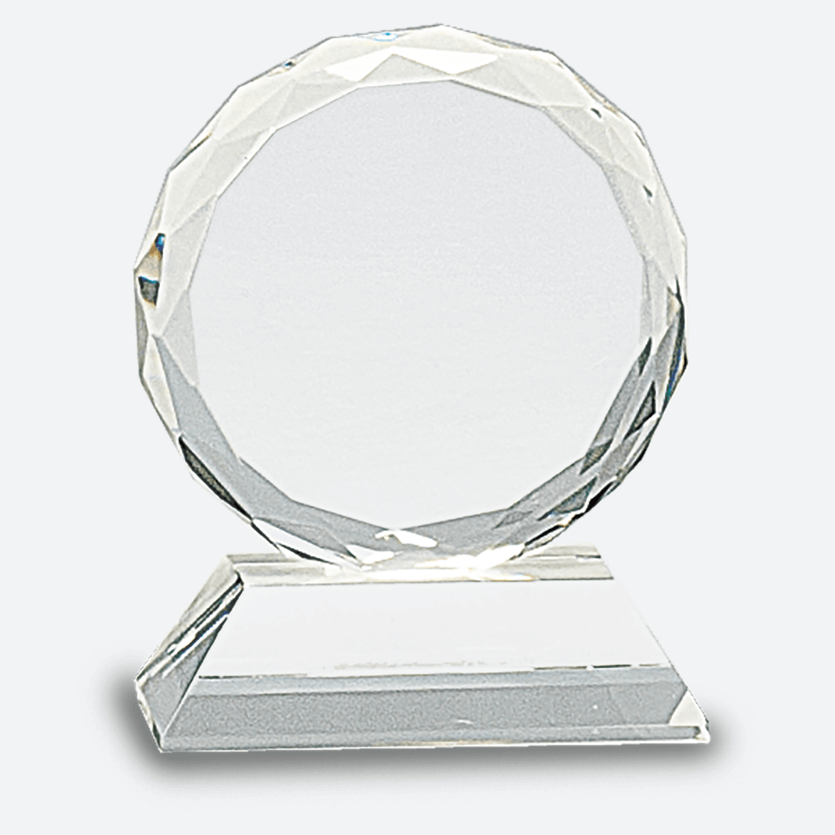 Round Facet Crystal on Clear Pedestal Base