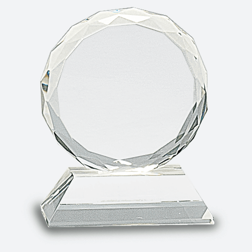 Round Facet Crystal on Clear Pedestal Base
