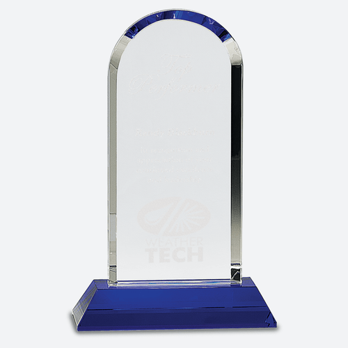 Clear Crystal Dome on Blue Pedestal Base