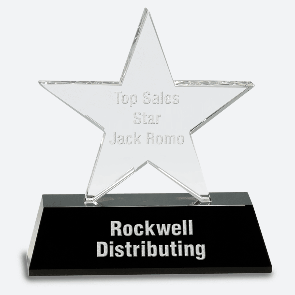 Clear Crystal Star on Black Pedestal Base