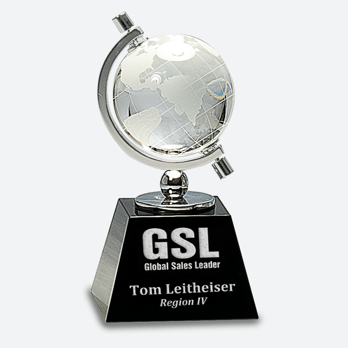 Crystal Spinning Globe on Black Base
