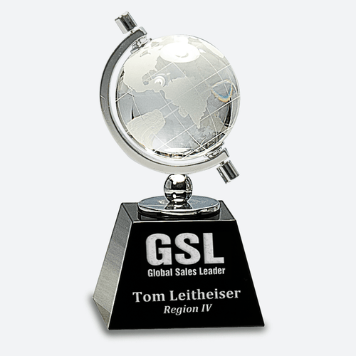 Crystal Spinning Globe on Black Base