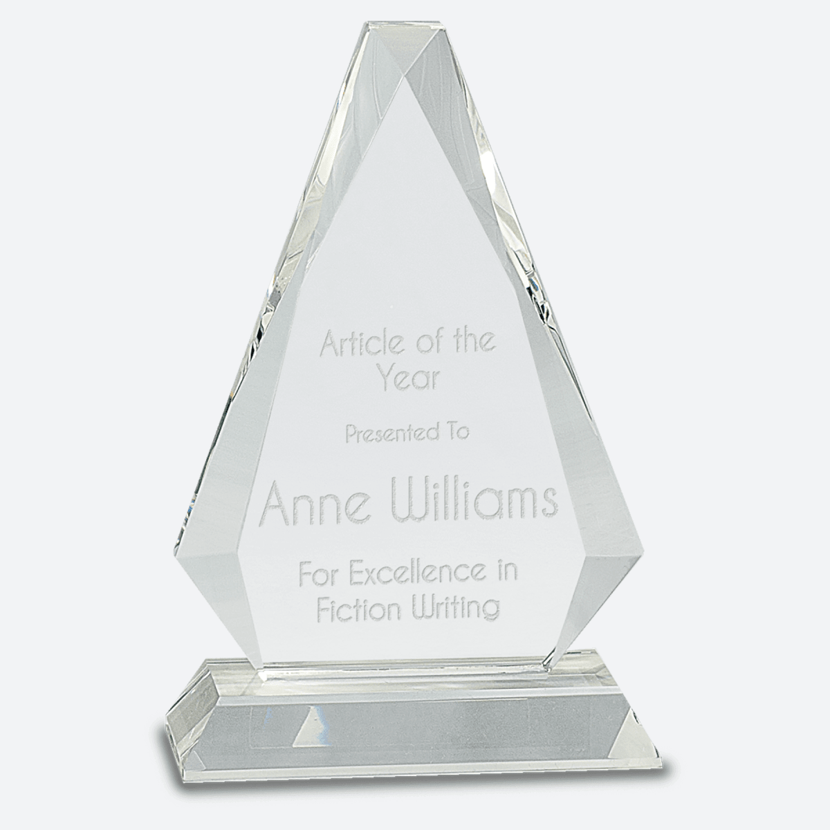Clear Crystal Triangle on Clear Pedestal Base