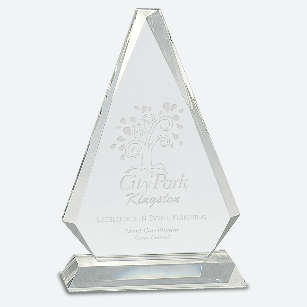 Clear Crystal Triangle on Clear Pedestal Base