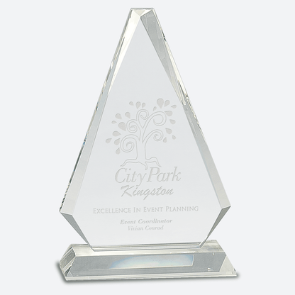 Clear Crystal Triangle on Clear Pedestal Base