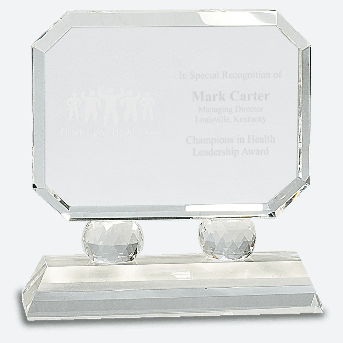 Rectangle Crystal on Clear Pedestal Base