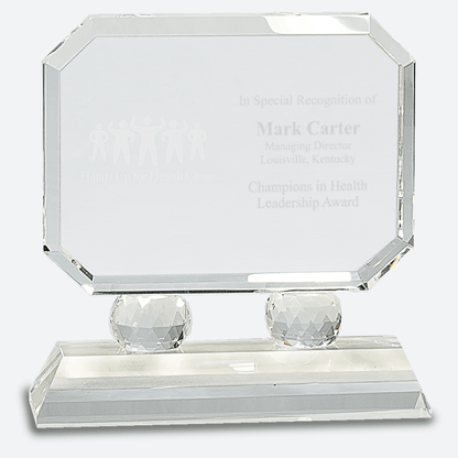 Rectangle Crystal on Clear Pedestal Base