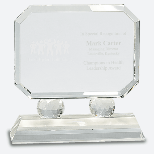 Rectangle Crystal on Clear Pedestal Base