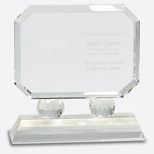 Rectangle Crystal on Clear Pedestal Base