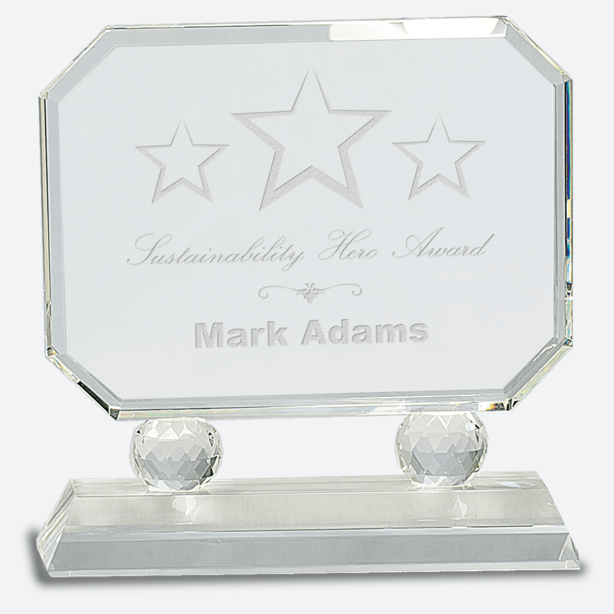 Rectangle Crystal on Clear Pedestal Base