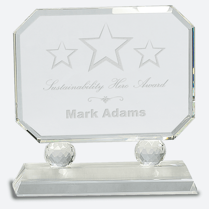 Rectangle Crystal on Clear Pedestal Base