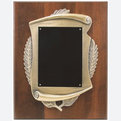 Genuine Walnut Plaque with Scroll Frame and plate