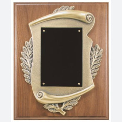 Genuine Walnut Plaque with Scroll Frame and plate
