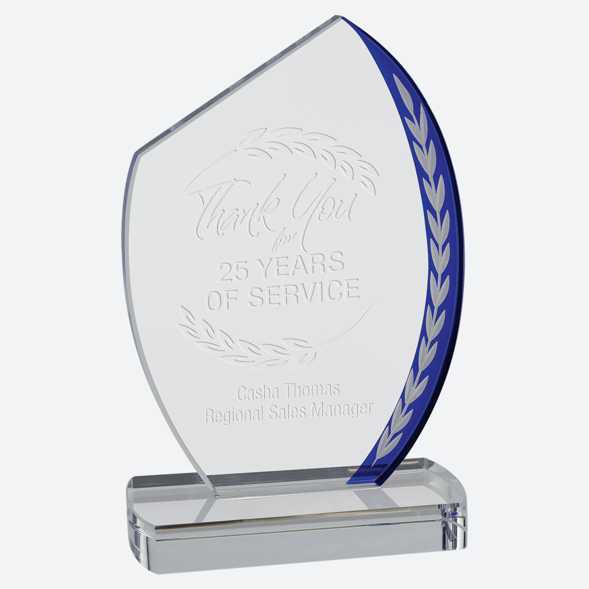 Blue Slant Oval Edge Glass