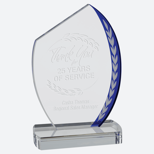 Blue Slant Oval Edge Glass