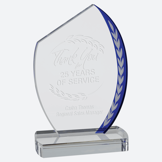 Blue Slant Oval Edge Glass